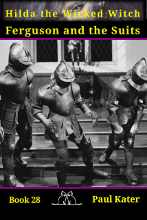 Cover of the book, showing three suits of armor in black and white